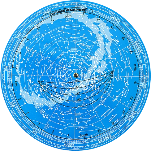 Mapa estelar detalhado e giratório