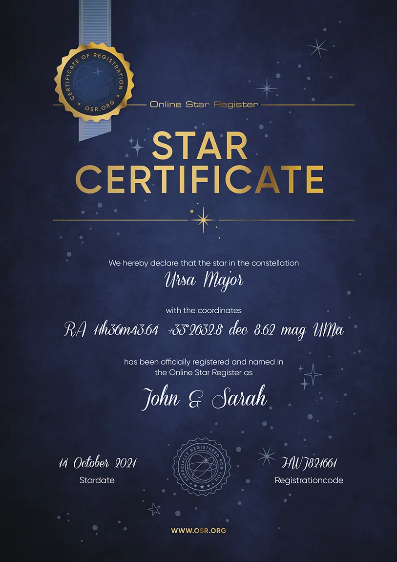 Certificate in white or blue