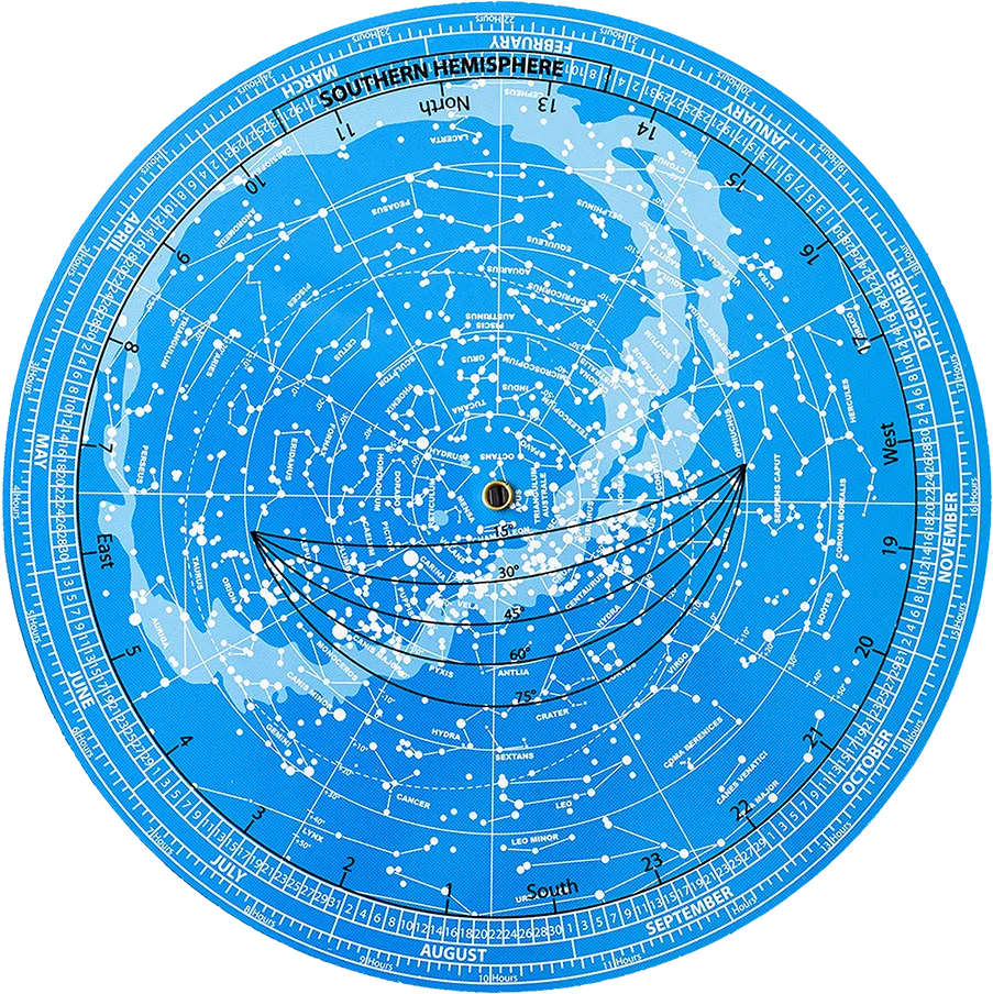 Mapa estelar detalhado e giratório