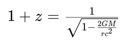 Formula calcolo redshift gravitazionale