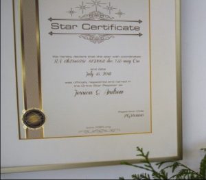 Certificado estelar con marco