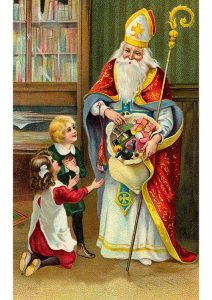 Saint Nicholas brings gifts