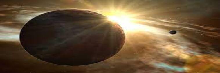 exoplaneta con luz solar detrás