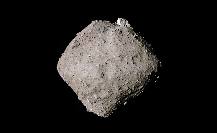 A shot of the asteroid 162173 Ryugu, captured at a distance of around 20km by JAXA's Hayabusa2 spaceraft.