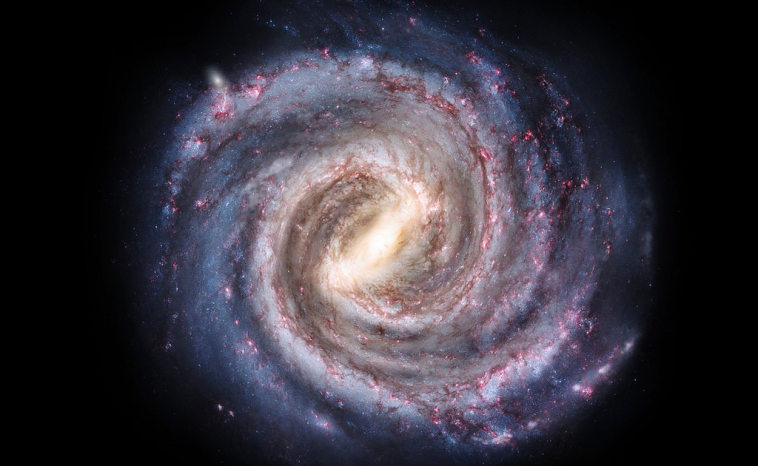 A visual representation of the Milky Way's spiral galaxy form.