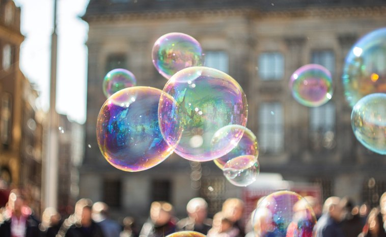 This image shows bubbles floating in the air, a metaphorical view of the hypothetical 'Bubble Universe' theory. The theory suggests that due to cosmic inflation immediately after the big bang, inflation may have occured at different ratews throughout space, resulting in the creation of bubble universes.