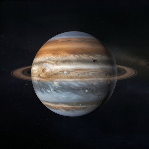 Jupiter y sus anillos de color tenue