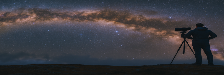 Homme regardant les étoiles