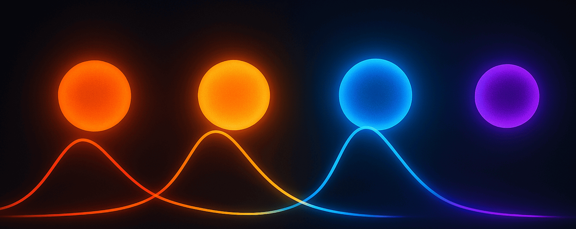 Cuerpos negros, cada uno con una temperatura diferente, que emiten radiación visible en varios colores