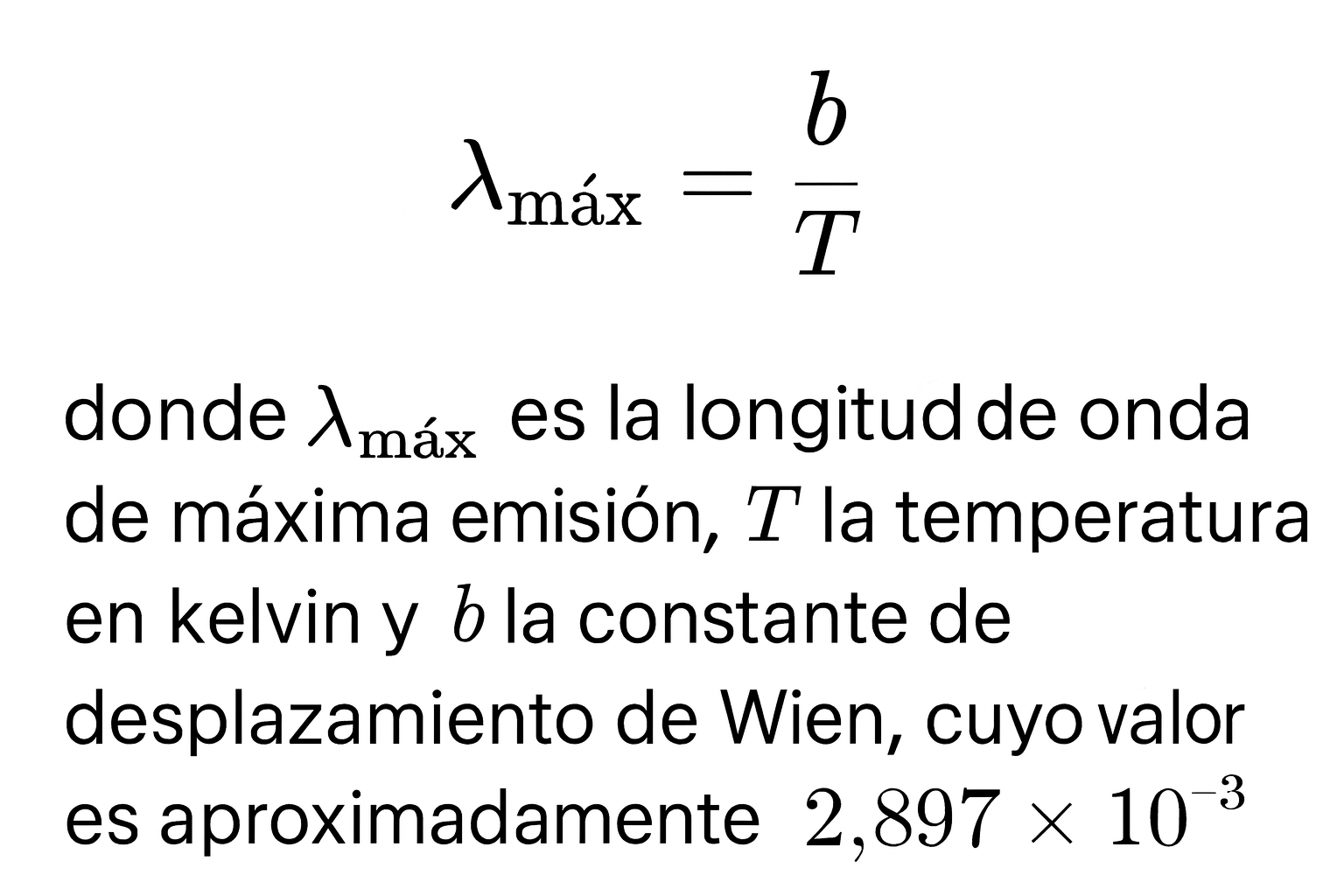 Ley matemática de Wien