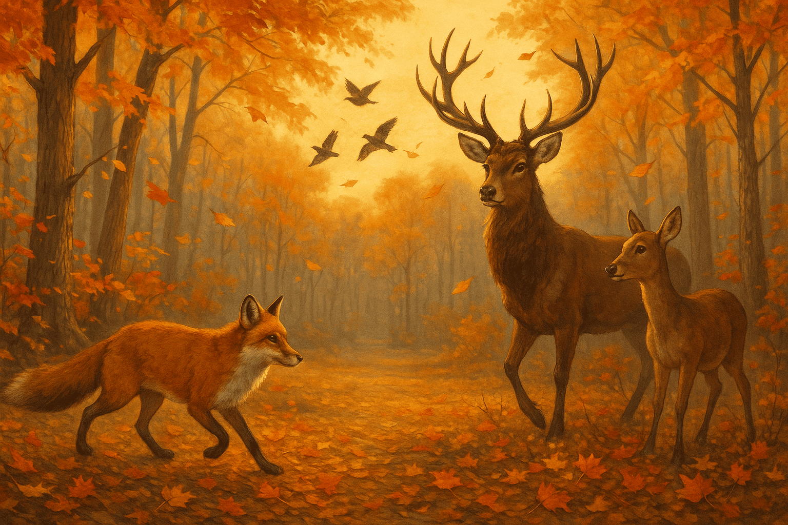 Animali nella natura autunnale 