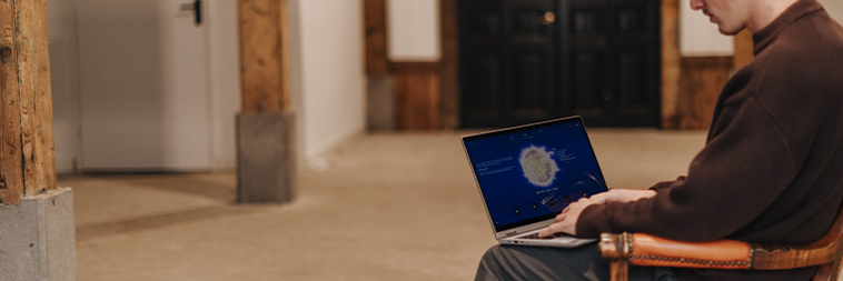 Iemand die zijn ster als last minute kerstcadeau online bekijkt