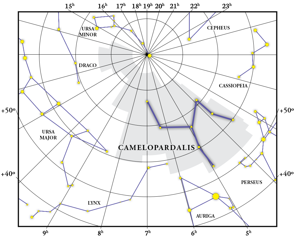 Mappa della costellazione Camelopardalis