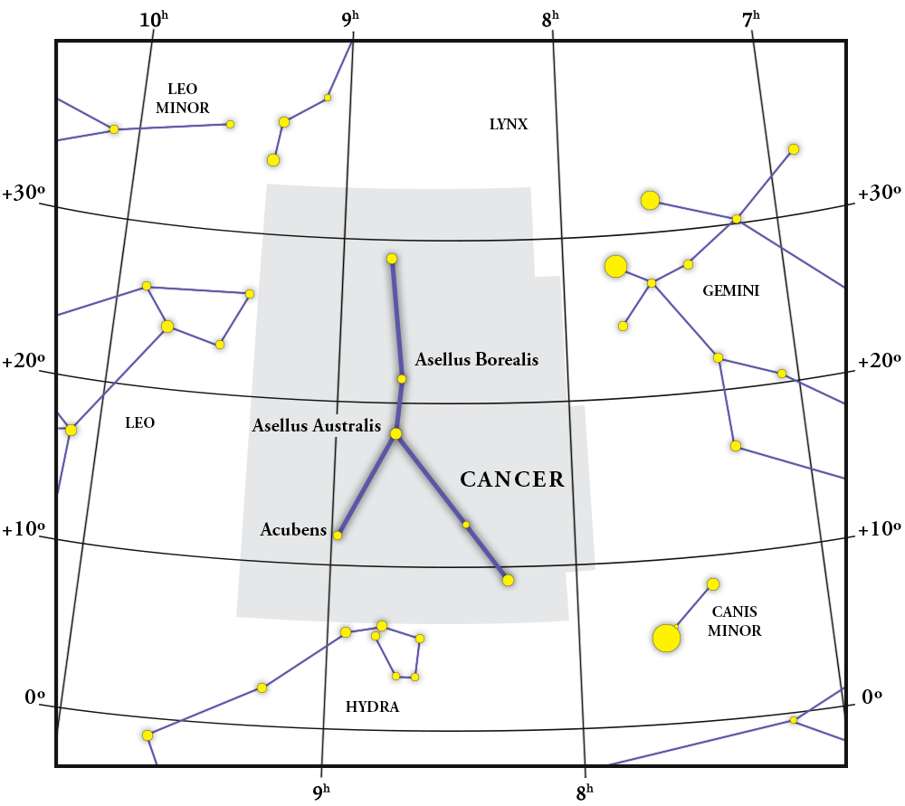 Cancer Karta över konstellationerna