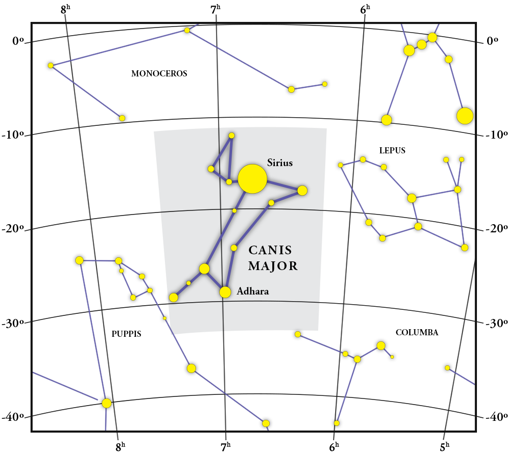 Canis Major Карта созвездий