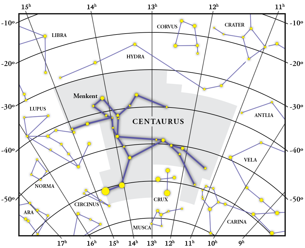 Mappa della costellazione Centaurus