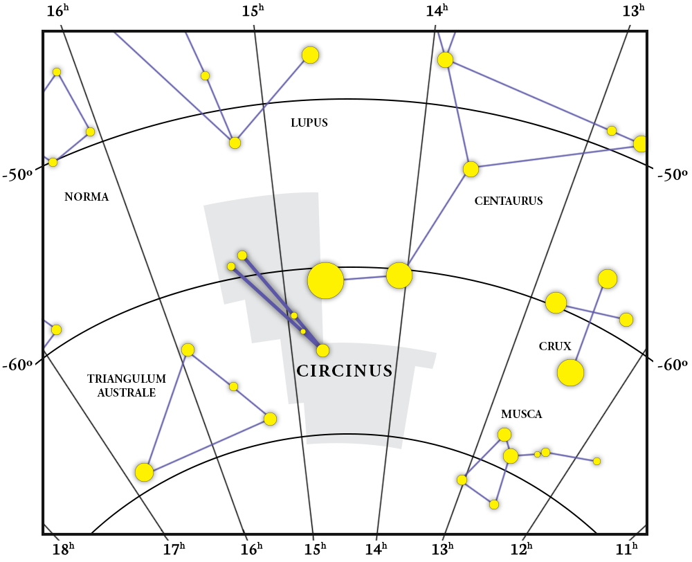 Circinus तारामंडल नक़्शा