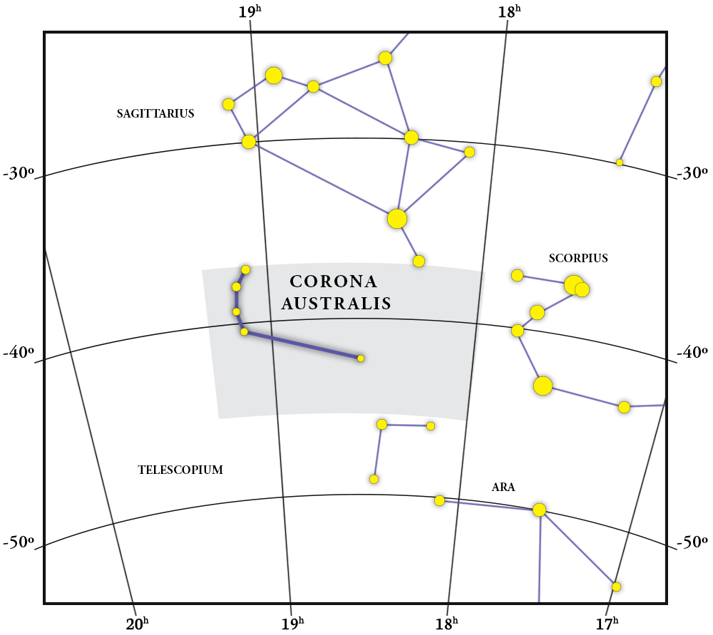 Mappa della costellazione Corona Australis