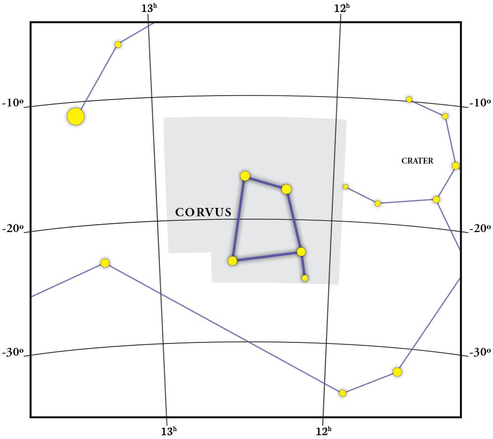 Mapa gwiazdozbioru Corvus