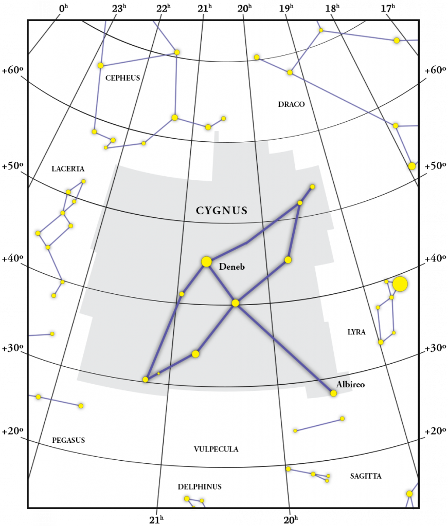 Carte de la constellation  Cygnus 