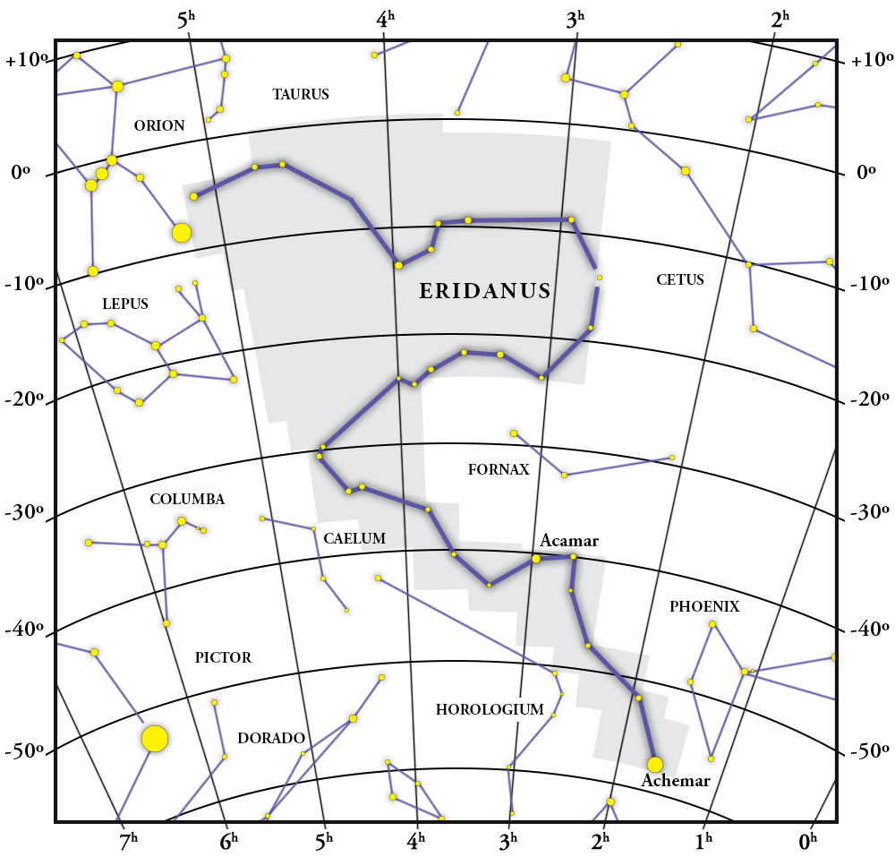 Mappa della costellazione Eridanus