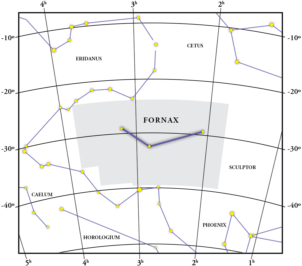 Mappa della costellazione Fornax