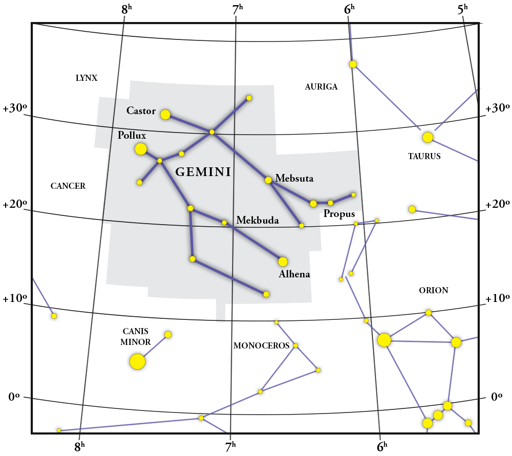 Mappa della costellazione Gemini