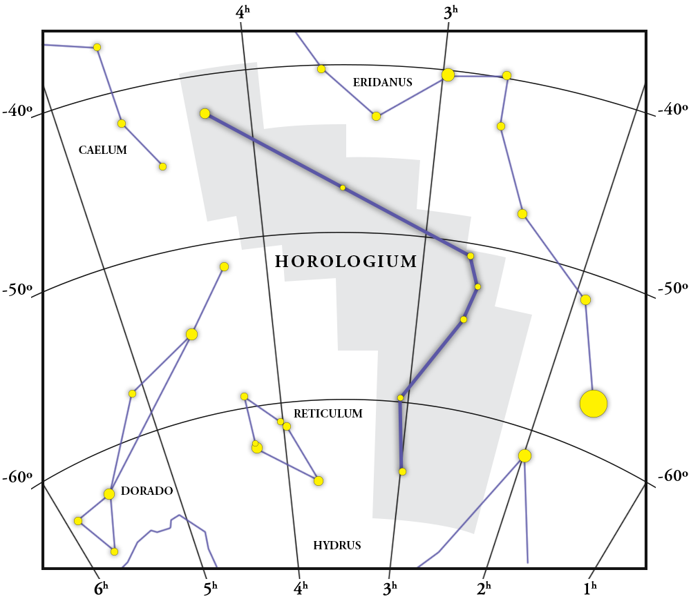 Mapa gwiazdozbioru Horologium