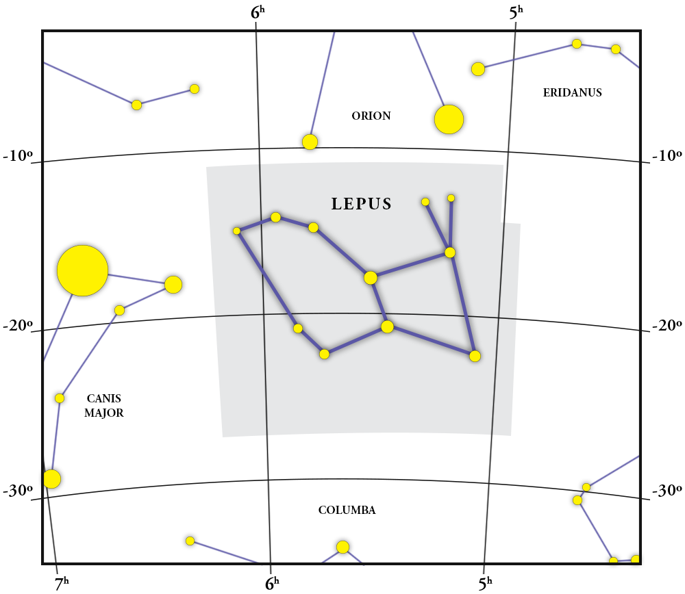 Mapa da constelação de Lepus