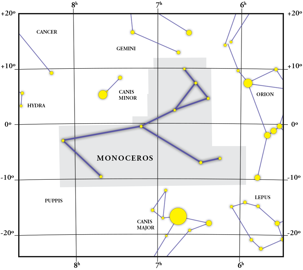 Monoceros Karta över konstellationerna