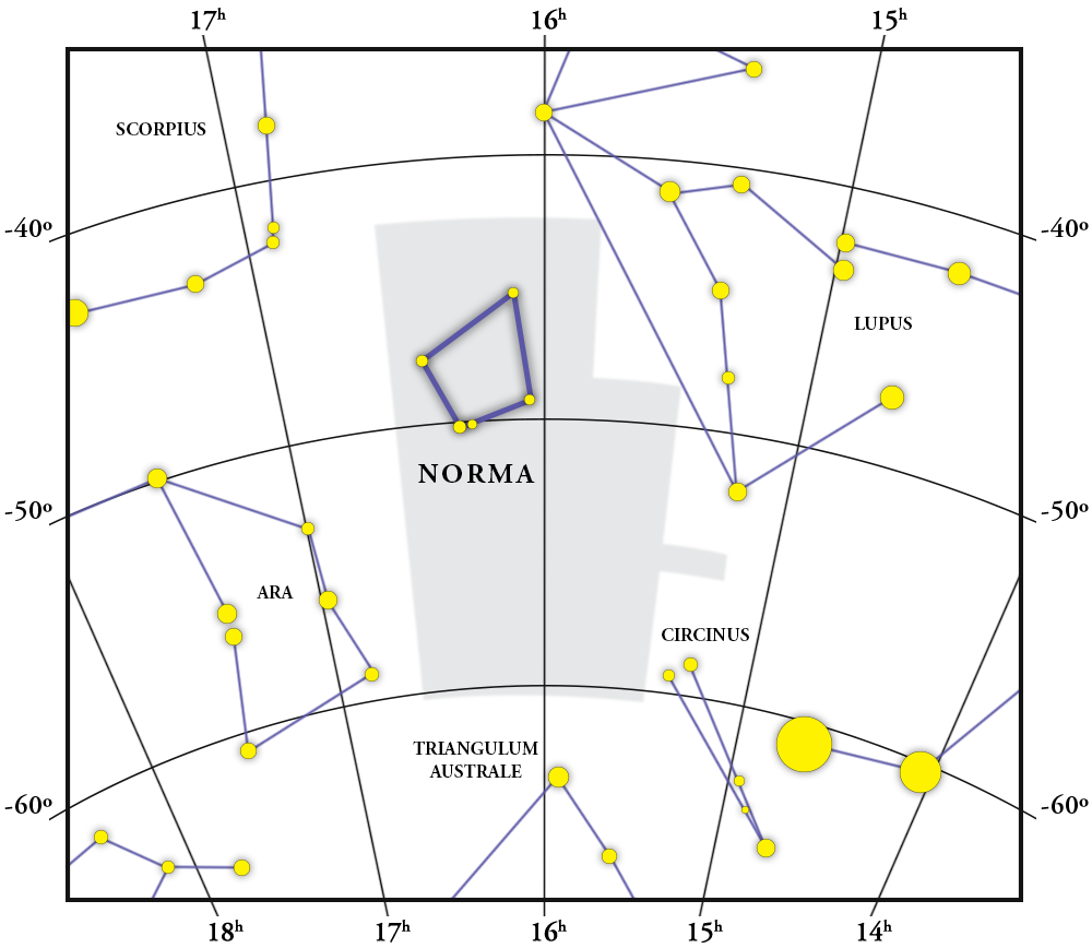 Mapa da constelação de Norma