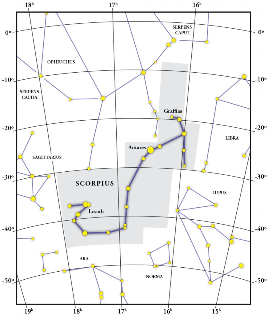Carte de la constellation  Scorpius 