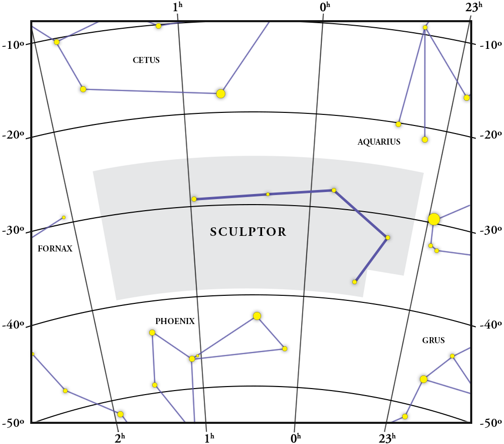 Sculptor Constellation Map