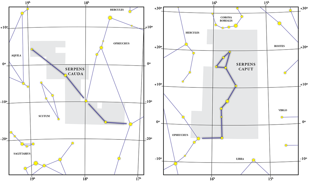 Mapa gwiazdozbioru Serpens