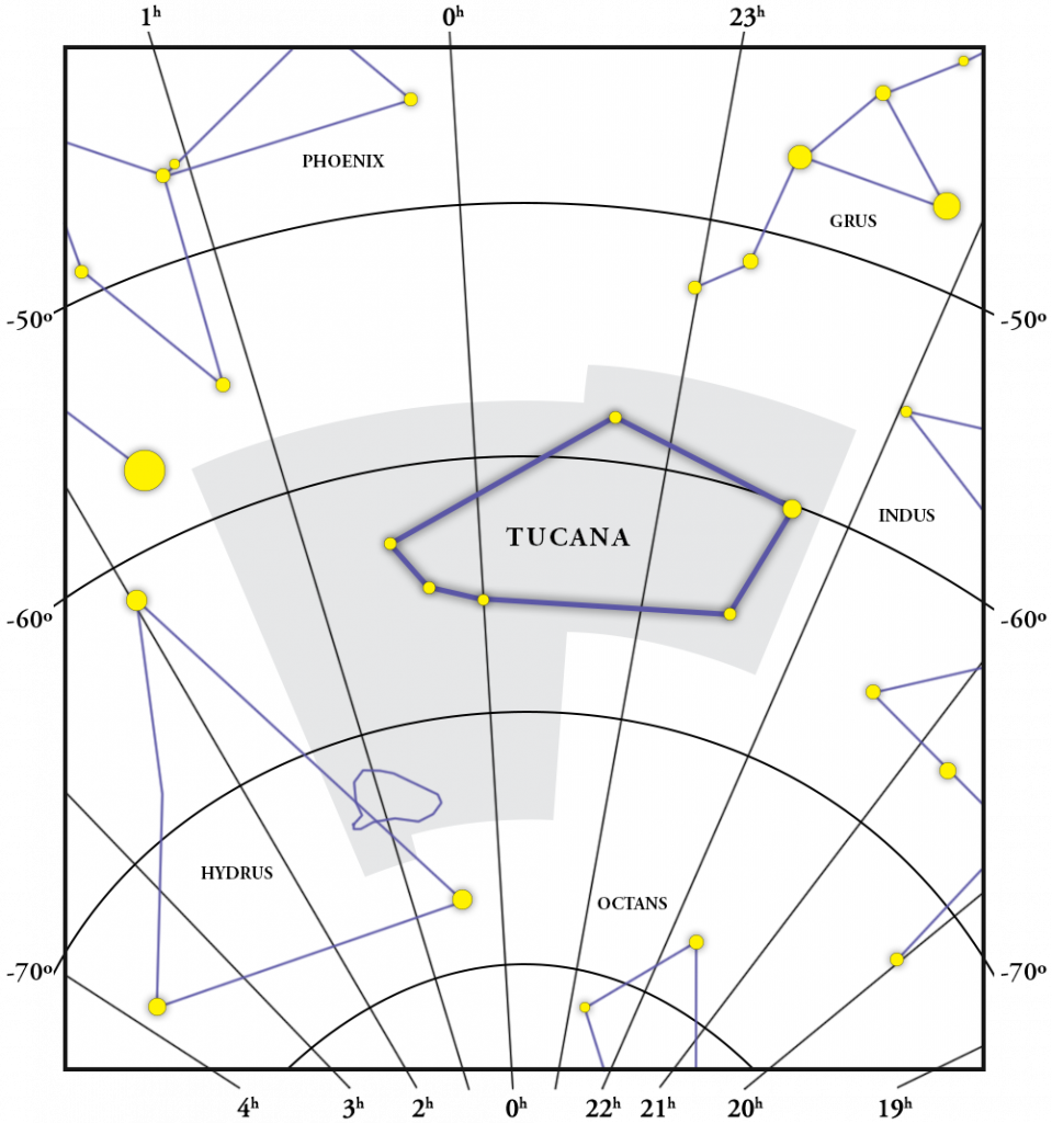 Mappa della costellazione Tucana