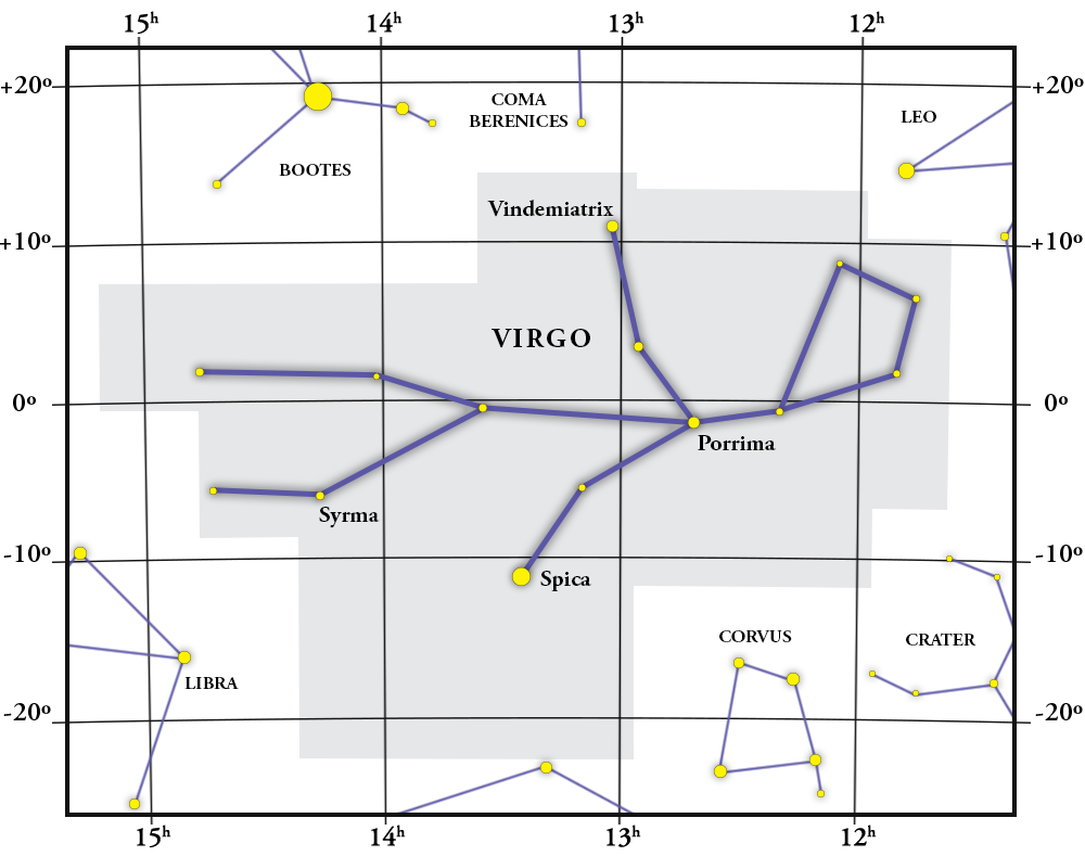 Virgo तारामंडल नक़्शा